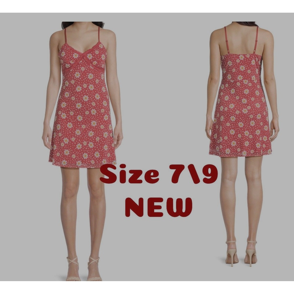 No Boundaries - Spaghetti Strap Mini Sundress Slip dress Size 7/9 - Coral Floral